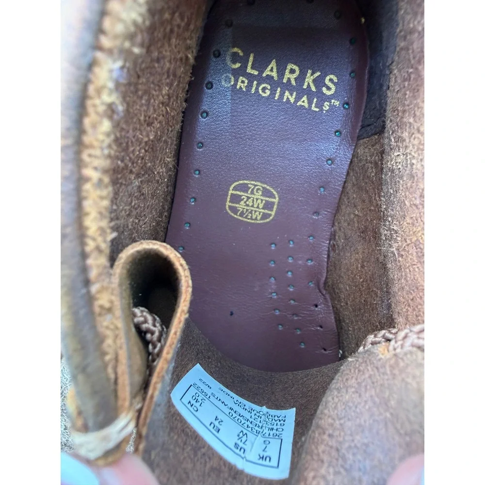 Clarks Originals Wallabee Kids 7.5C Brown Leather Unisex Moccasin Crepe Sole